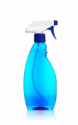 Bottle of window cleaner isolated on white. More cleaning...